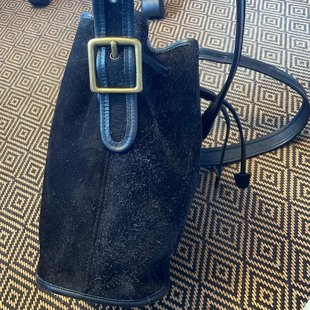 VINTAGE COACH SUEDE BERKELEY DRAWSTRING 9012 black w/ brass (like Lula’s legacy) - Picture 8 of 15